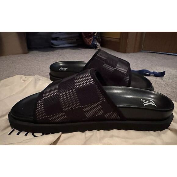 Louis Vuitton Miami Mule FD 0214 9 Slide Slippers Men’s Black Jacquard Fabric - Picture 7 of 11